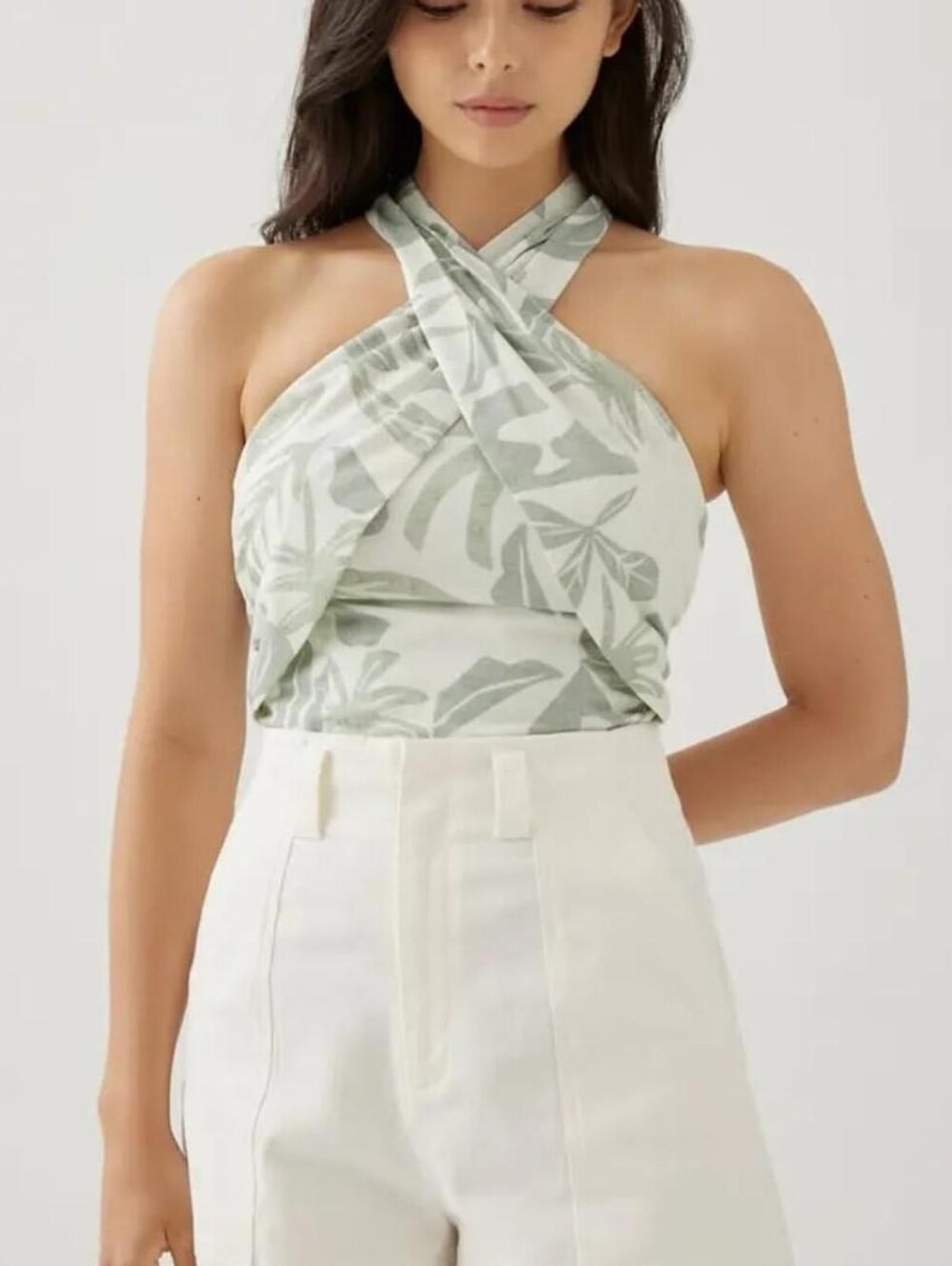 Liezel Halter Top in Tropical Breeze, in Sage, XS